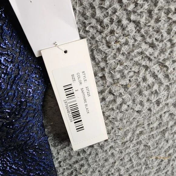 Teri Jon by Rickie Freeman Off-the-Shoulder Metallic Jacquard Dress Women's 2 - Picture 6 of 14